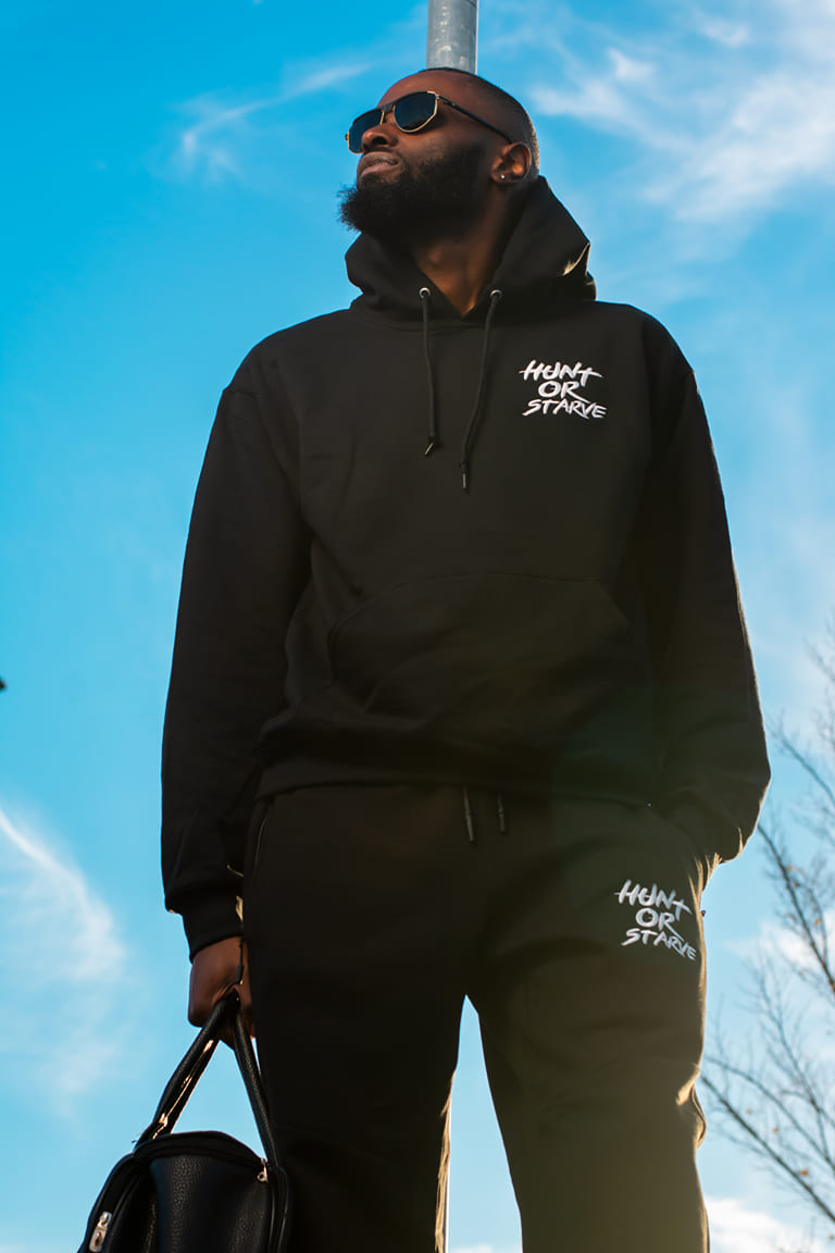 The Hunt or Starve 2-Piece Slogan Hoodie Set