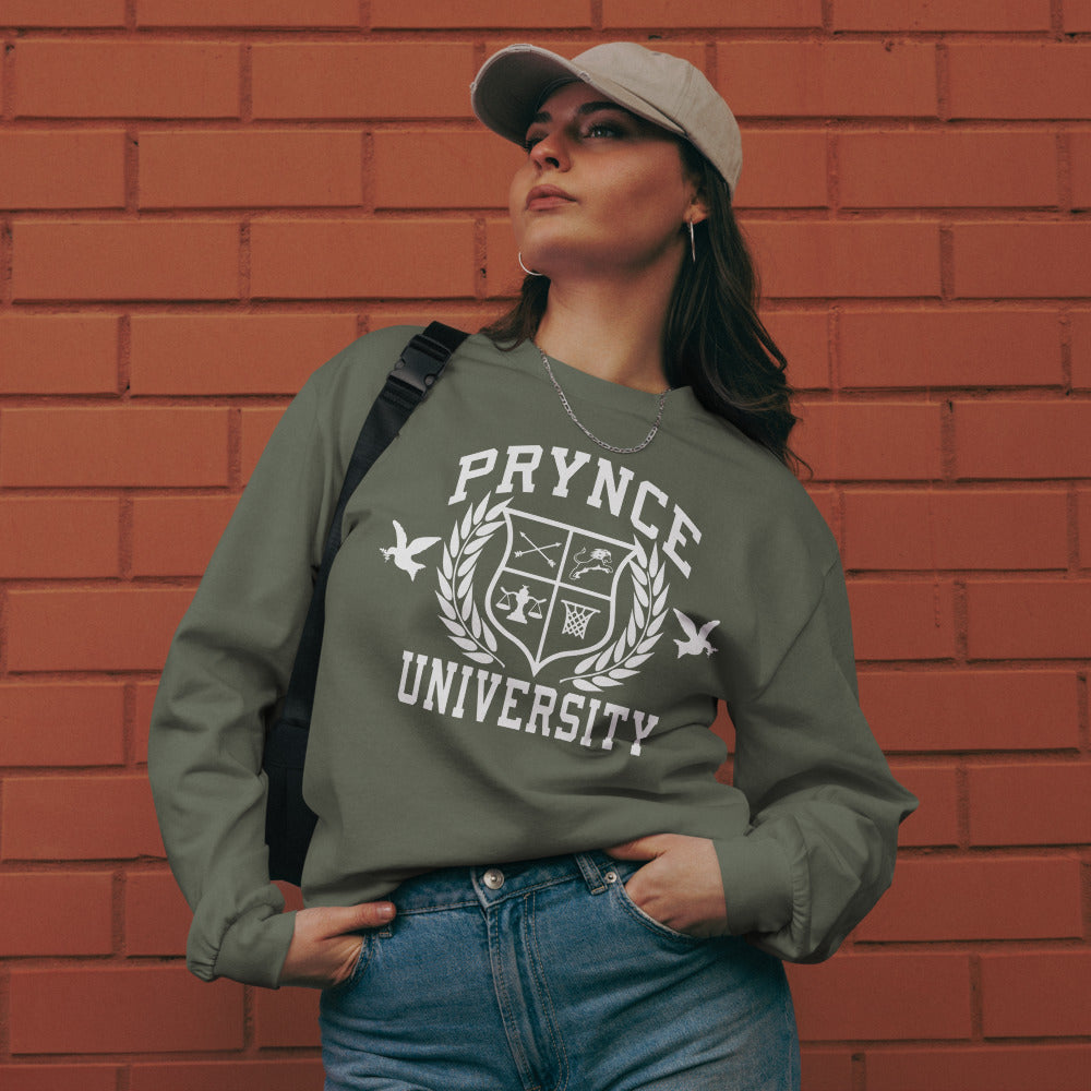 A woman wears a 'Hunt or Starve' slogan sweatshirt, exuding confidence and determination.