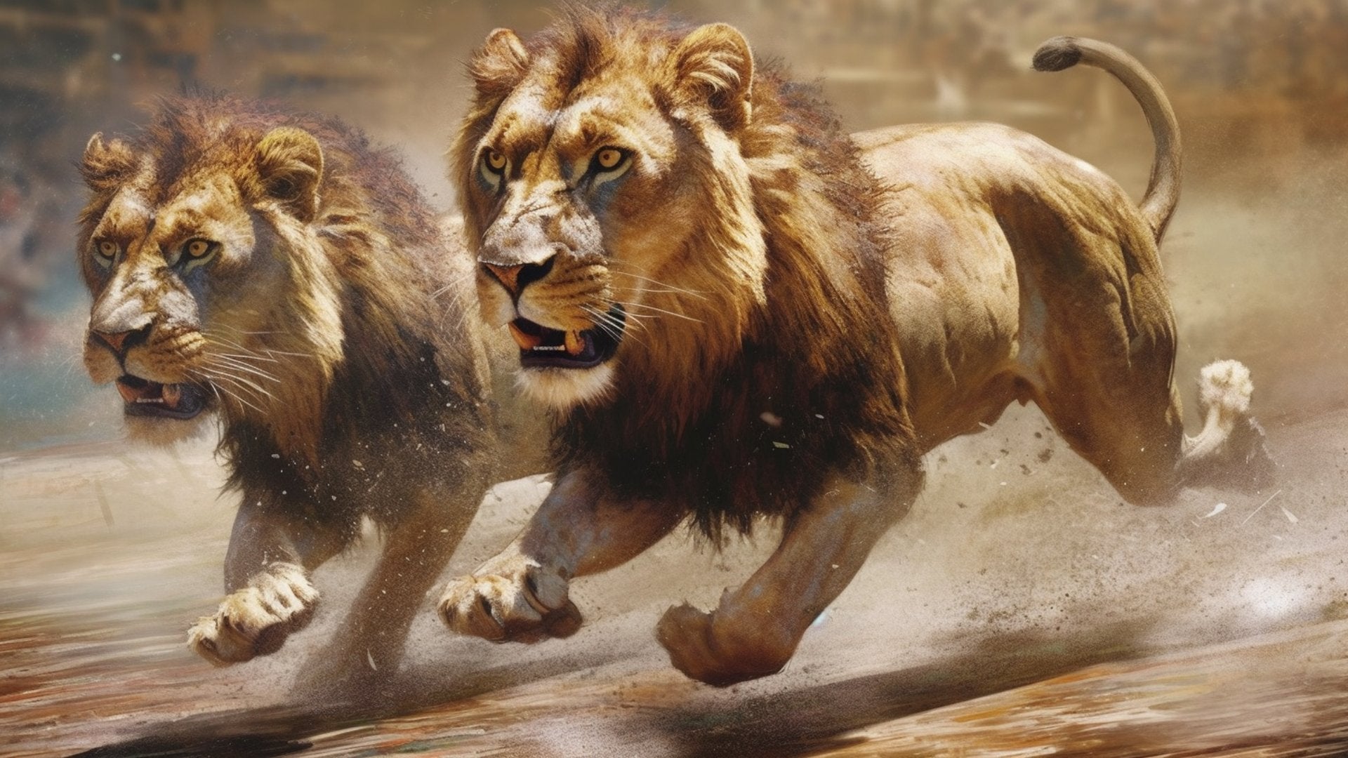 lions running 