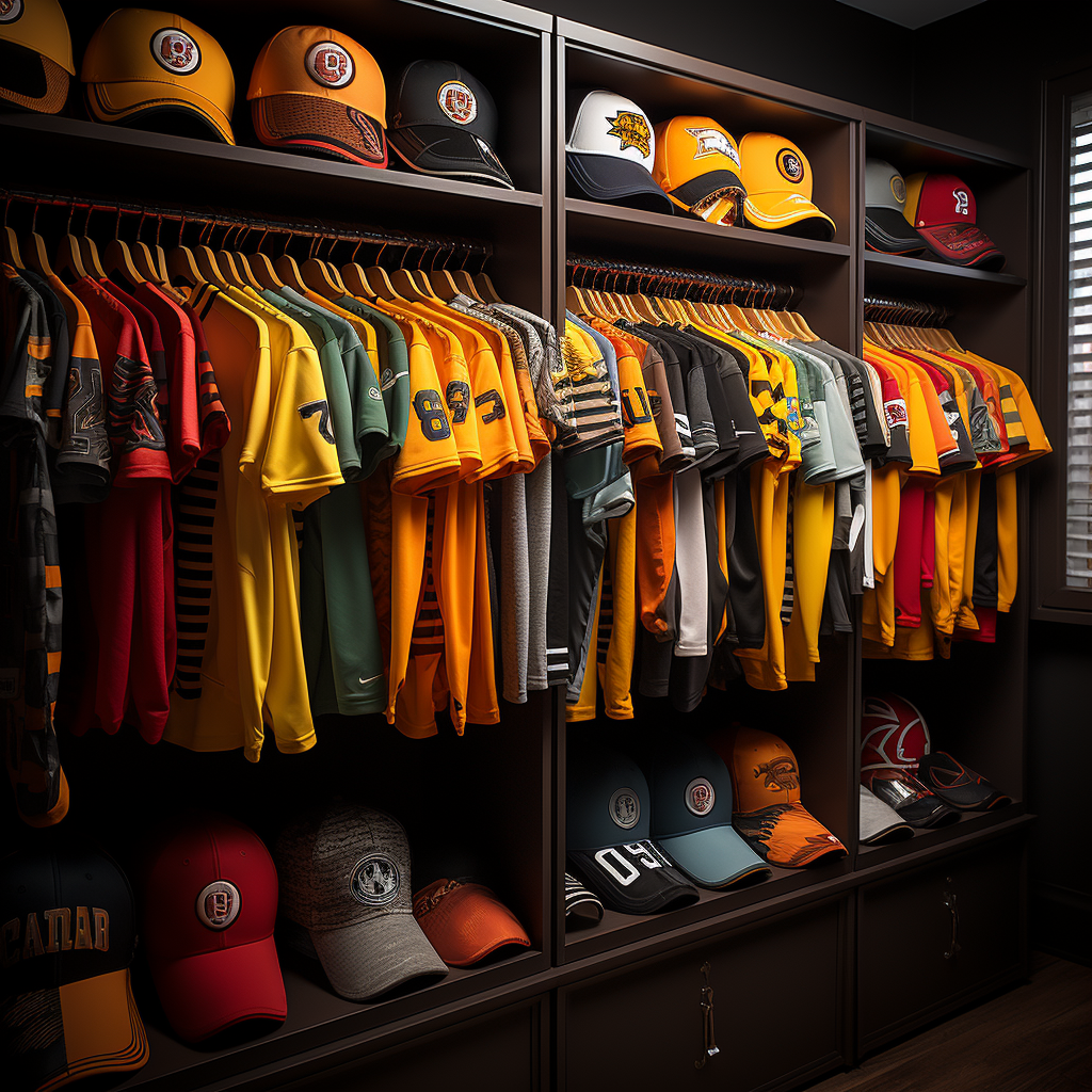 Looker room with sports jersey's 