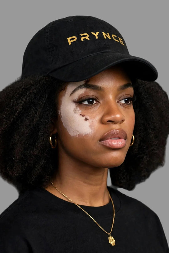 PRYNCE Gold Wordmark Dad Cap — worn