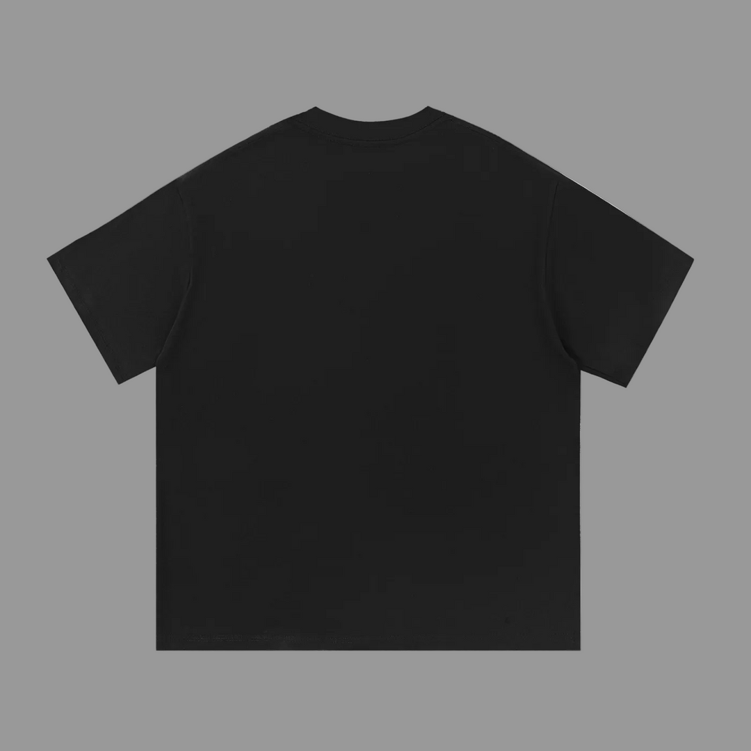 Black t-shirt on a white background