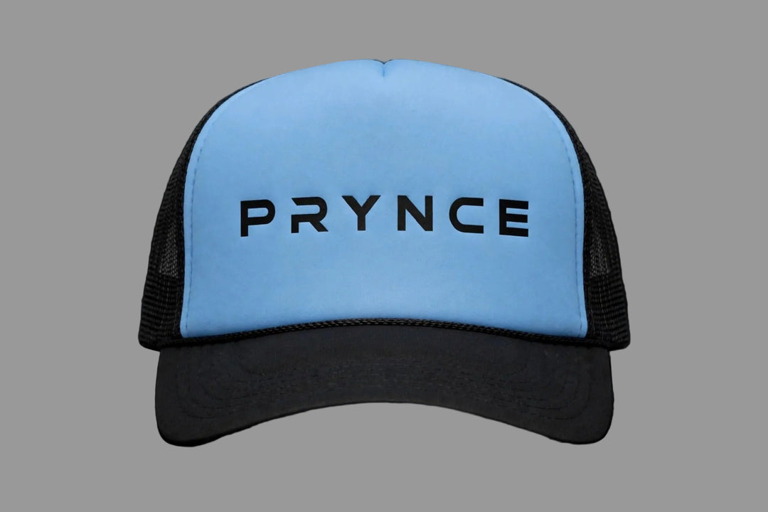 PRYNCE Sky Wordmark Foam Trucker Hat — front