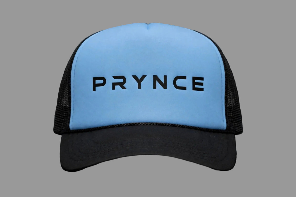 PRYNCE Sky Wordmark Foam Trucker Hat — front