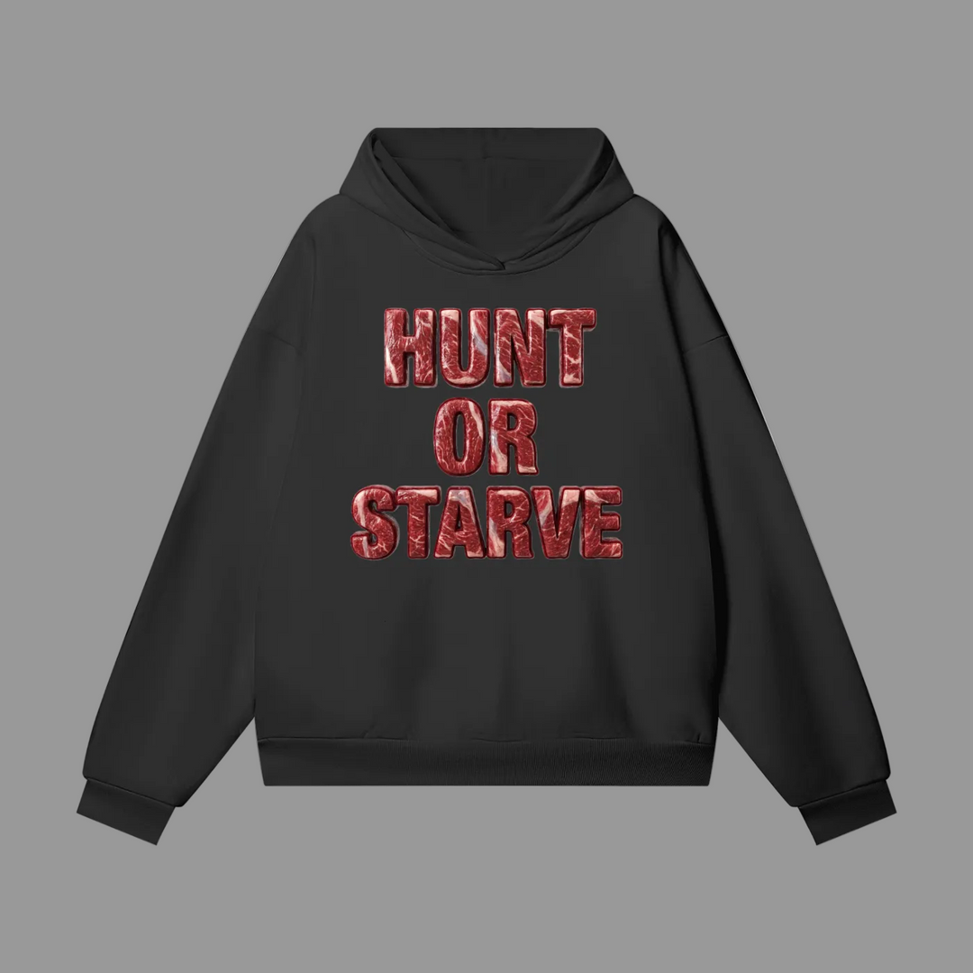 A black pullover hoodie with the words &