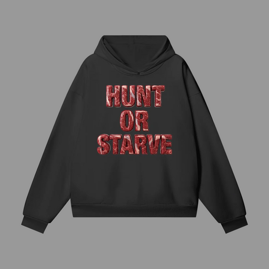 A black pullover hoodie with the words &