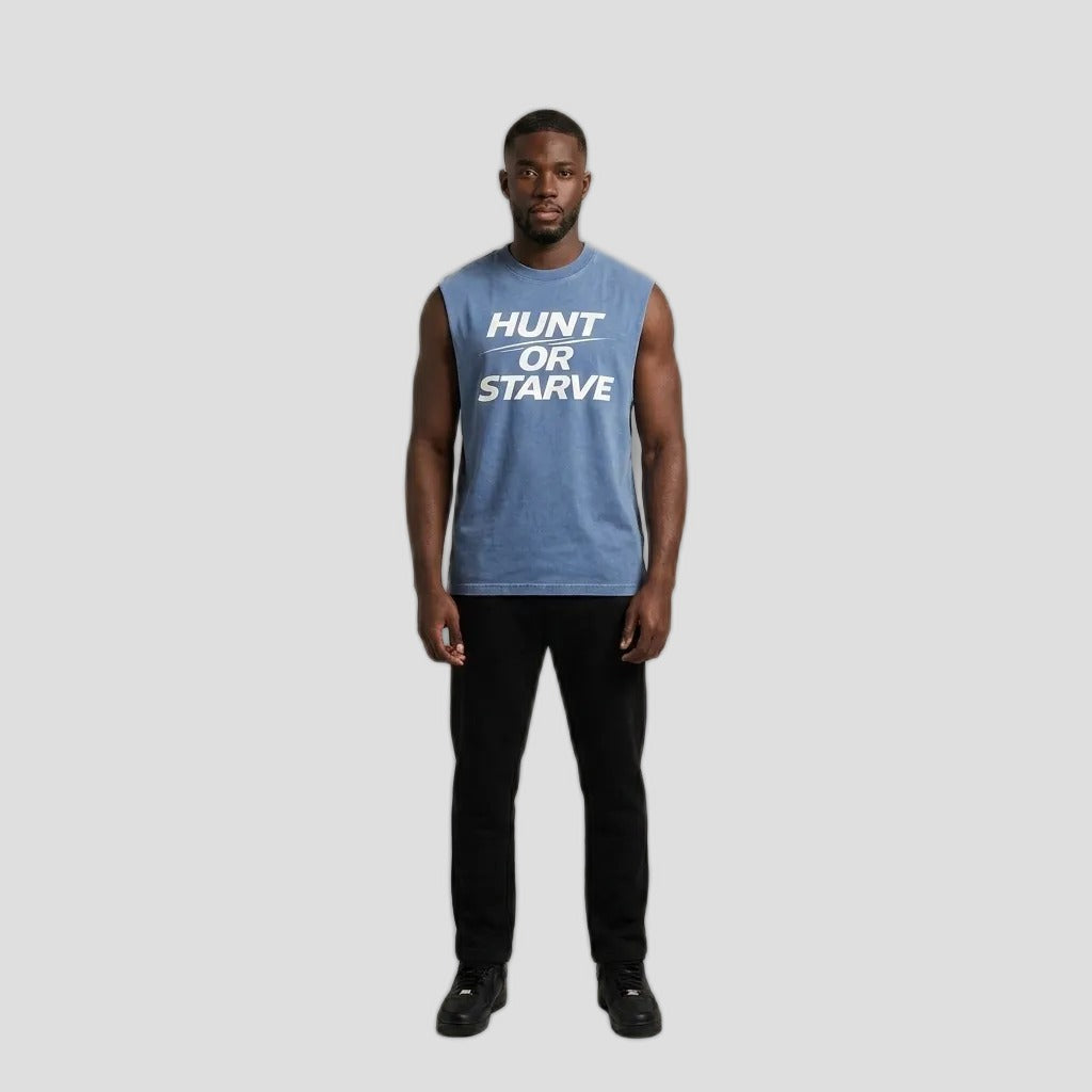 Model wearing the PRYNCE Hunt or Starve Muscle Tee, PRYNCE studio catalog tile