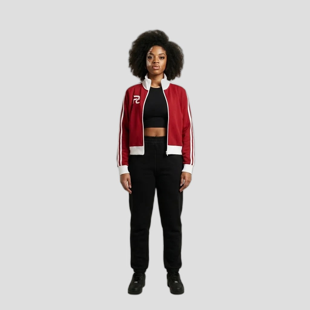 Model wearing the PRYNCE Stripe Fleece Crop Jacket, PRYNCE studio catalog tile
