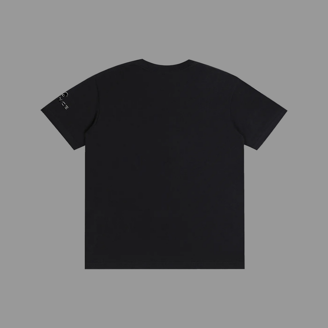Black t-shirt on a grey background