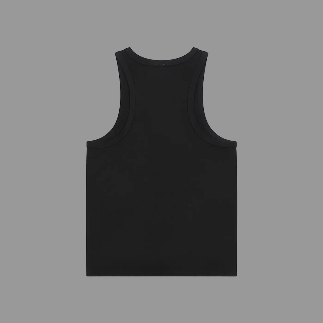 Black tank top on a grey background