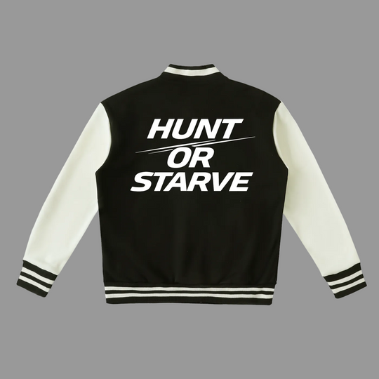 Hunt or Starve Two-Tone Varsity Jacket