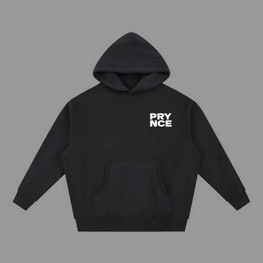 Black hoodie with a white cross on the chest against a white background