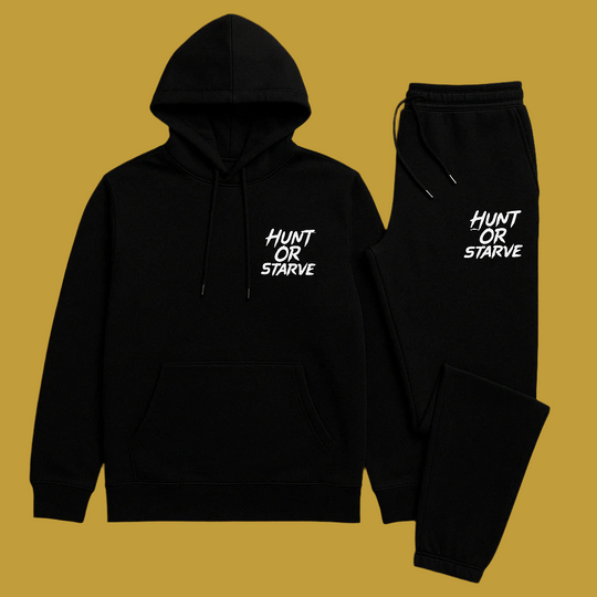 The Hunt or Starve 2-Piece Slogan Hoodie Set