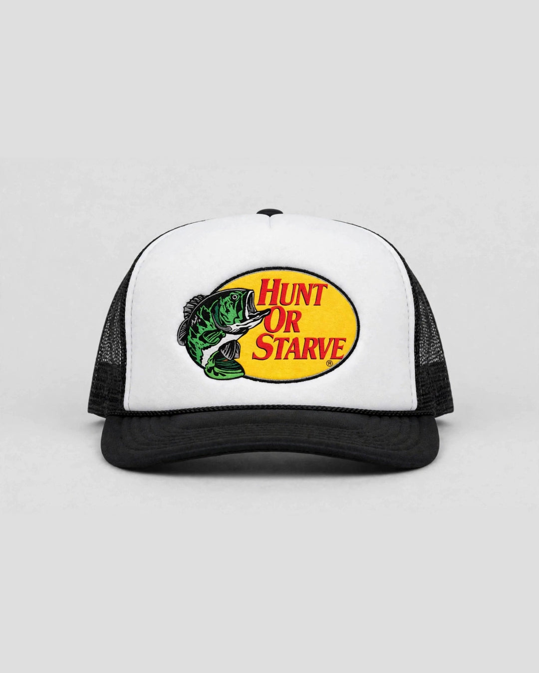 HUNT OR STARVE® Foam Trucker — front view, full hat in frame