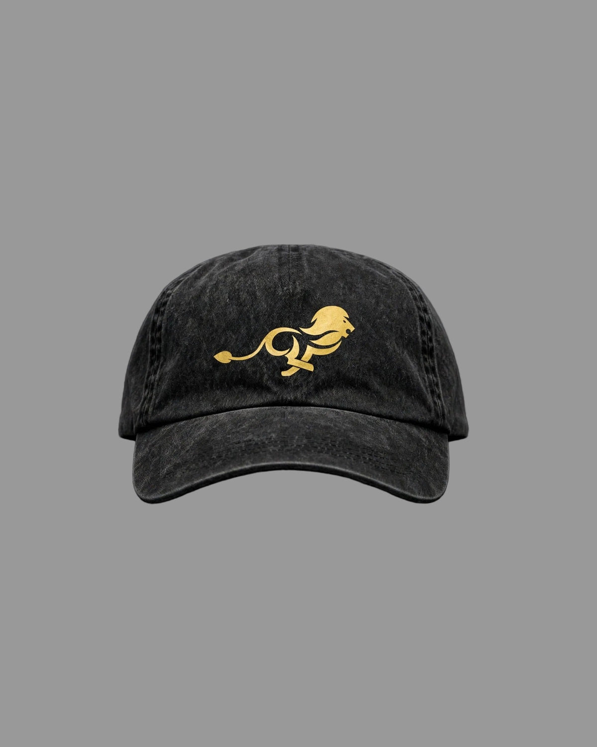 PRYNCE Gold Lion Dad Cap — front view, full hat in frame