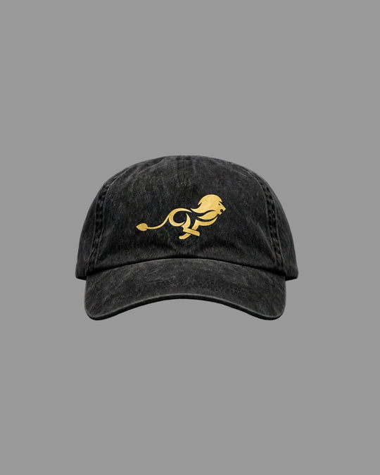 PRYNCE Gold Lion Dad Cap — front view, full hat in frame