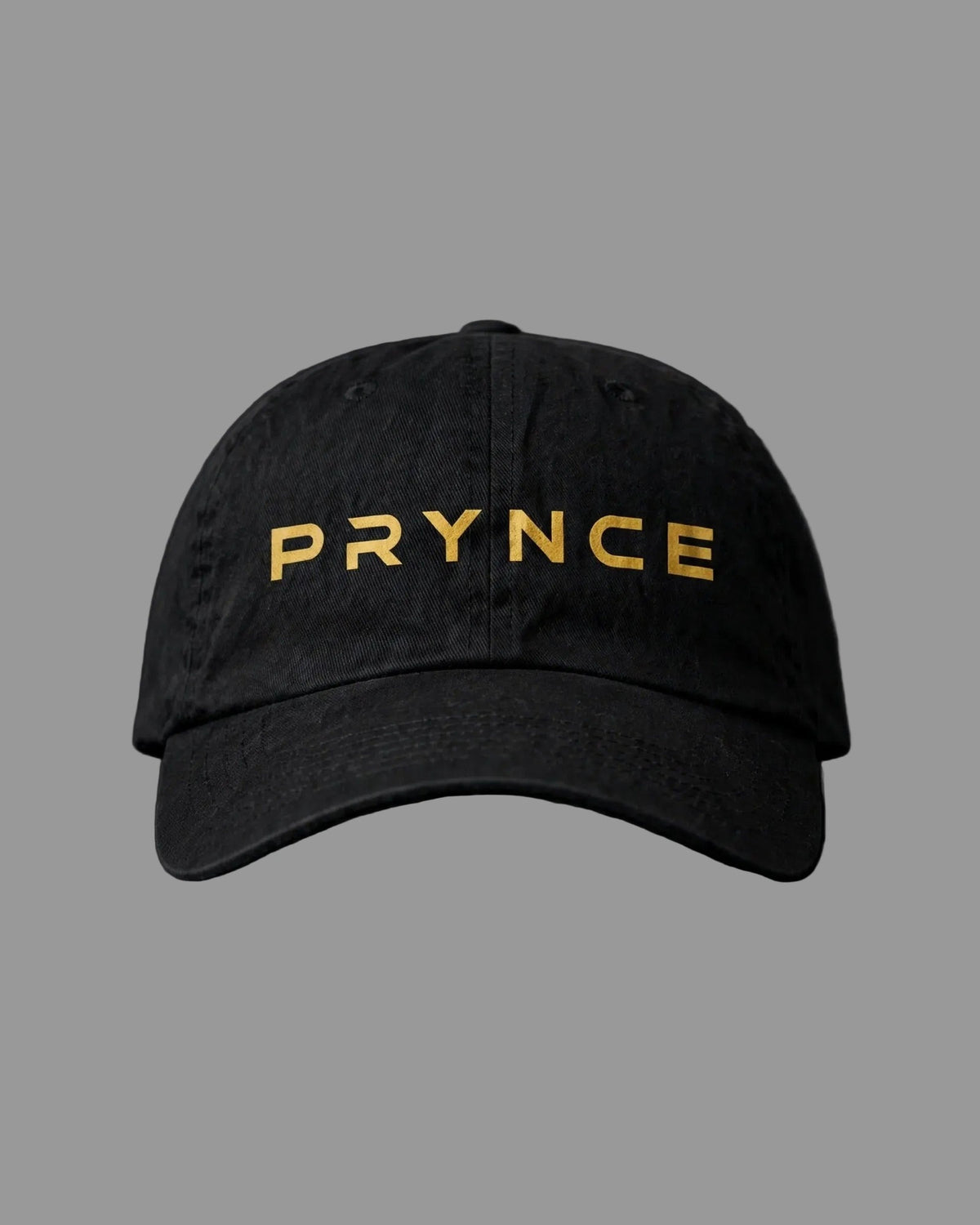 PRYNCE Gold Wordmark Dad Cap — front