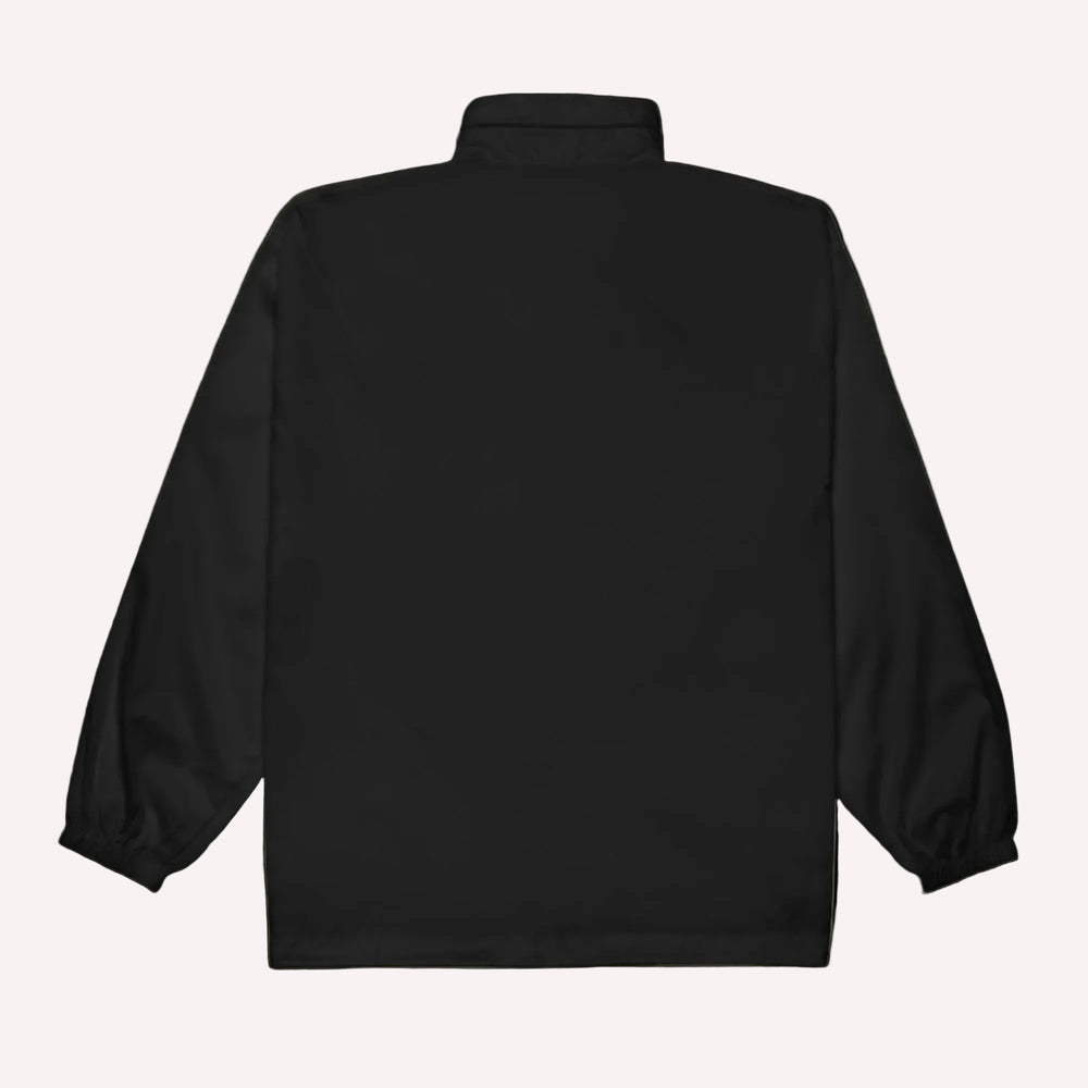 Black jacket shown from the back on a white background