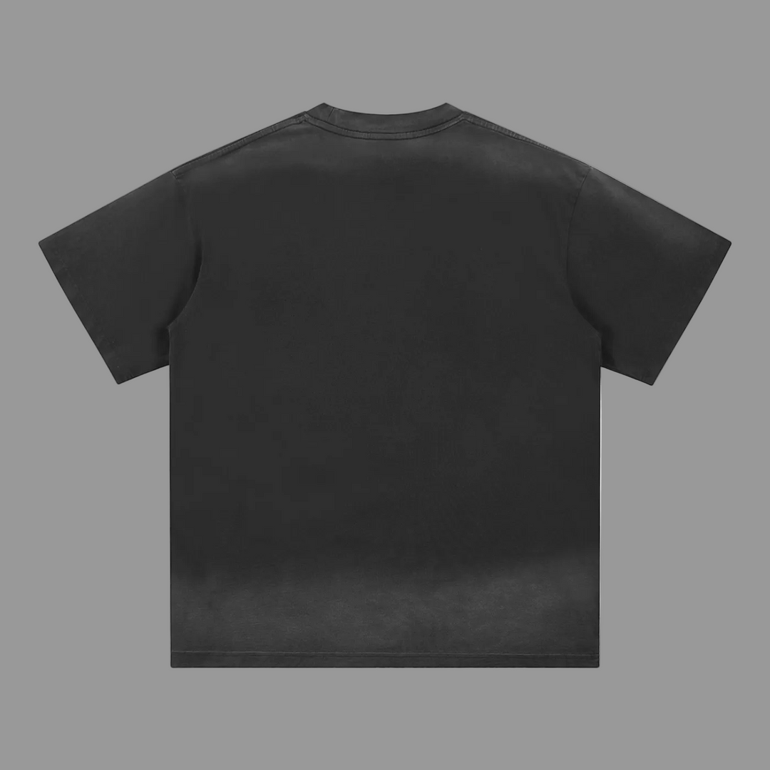 Black t-shirt on a white background