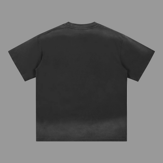Black t-shirt on a white background