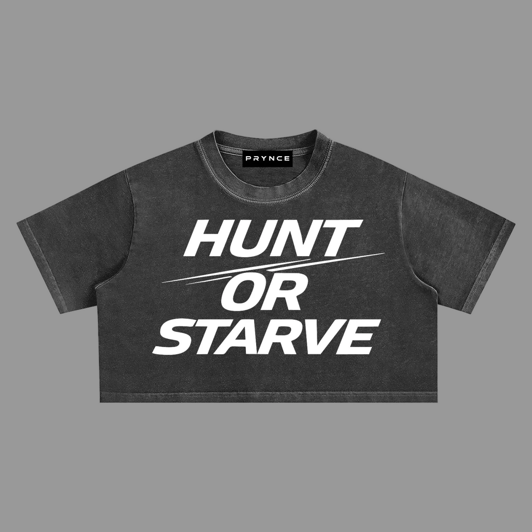 Hunt or Starve Snow Wash Crop Tee