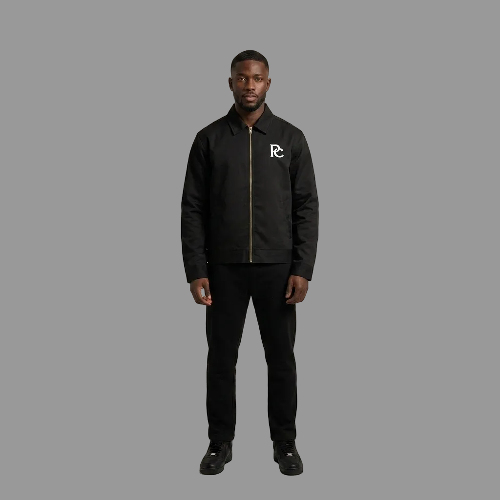 Model wearing the PRYNCE PC Mechanic Jacket with gold zipper, PRYNCE studio catalog tile