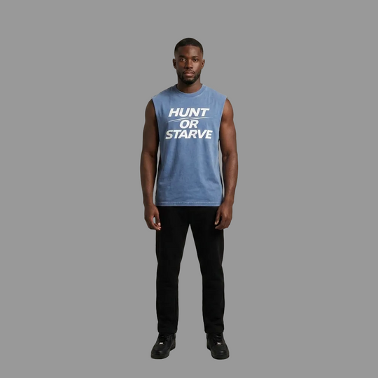 Model wearing the PRYNCE Hunt or Starve Muscle Tee, PRYNCE studio catalog tile