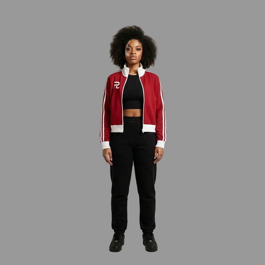 Model wearing the PRYNCE Stripe Fleece Crop Jacket, PRYNCE studio catalog tile