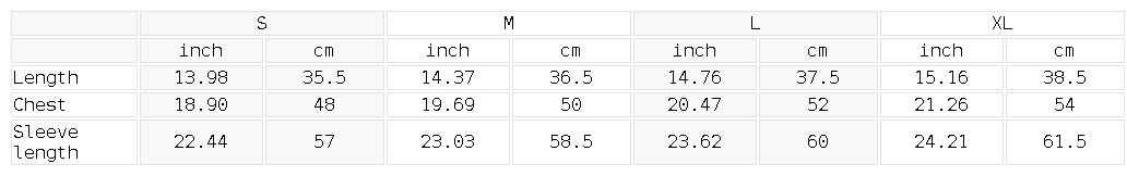 A size chart table for a women&