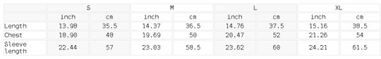 A size chart table for a women&