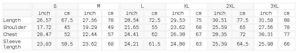 PRYNCE Claw Marks Hoodie size guide chart — measurements in inches and centimetres