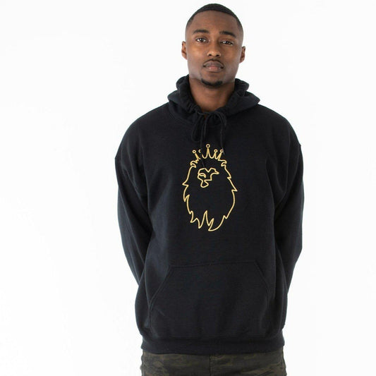 Black Embroidery Long-Sleeve Hoodie (Outline Lion)